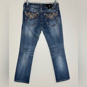 Miss Me Signature Cropped Blue Jeans with Rhinestones 28